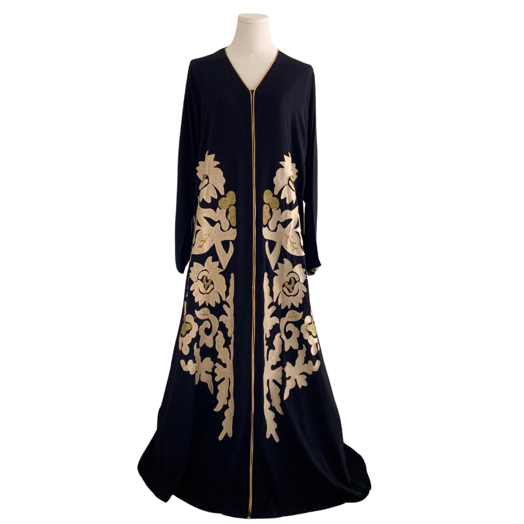 Gold Floral Embroidery Kaftan