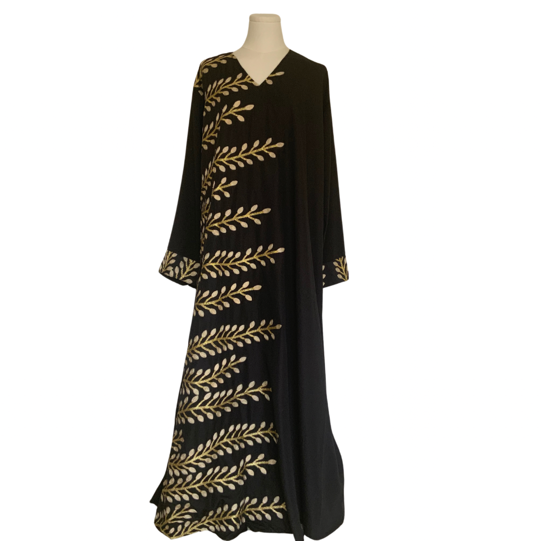 Black with Gold Leaves Kaftan